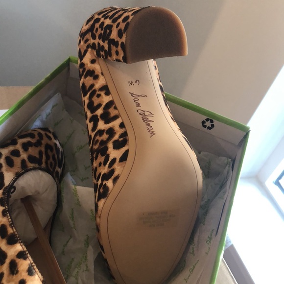 NIB [Sam Eldeman] Stillson Calf Hair Slip-On Leopard Pumps Womens Sz 6 (W) - Picture 6 of 7